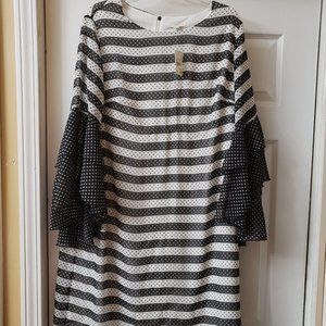 FUN, FLIRTY POLKA DOT DRESS WITH LARGE BELL SLEVES